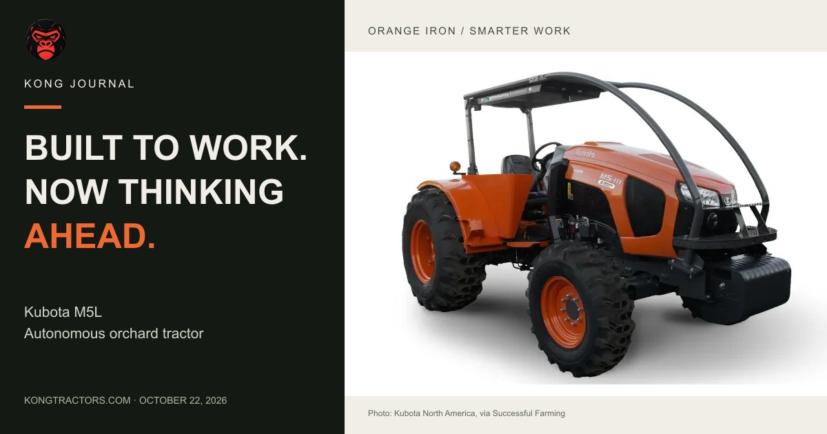 Kubota M5L tractor and Kong Journal headline